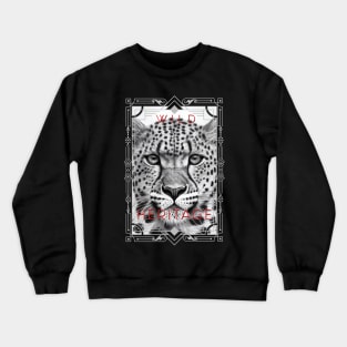 Cheetah Animal Wild Nature Illustration Line Epic Illustration Line Art Crewneck Sweatshirt